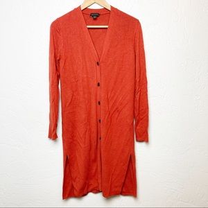 Ann Taylor Long Duster Cardigan Burnt orange